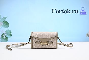 Fortok Gucci Mini Horsebit 1955 Bag Grey/Beige 699296 18x12x5cm