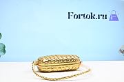Fortok Bottega Veneta Knot Mini Shoulder Bag Gold Metallic Leather 20x12x5.5cm - 5