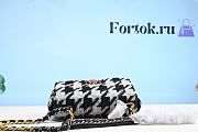 Fortok Chanel Flap Bag In Houndstooth Tweed 26x16x9cm - 4