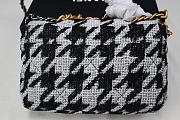 Fortok Chanel Flap Bag In Houndstooth Tweed 26x16x9cm - 5