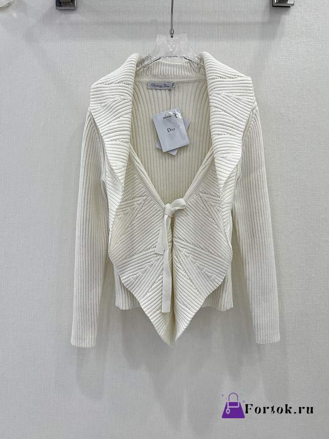 Fortok Dior Knitted Cardigan in White  - 1