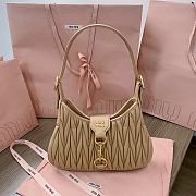 Fortok Miu Miu Logo-Lettering Shoulder Bag Brown 29x15x4cm - 1