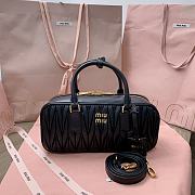 Fortok Miumiu Arcadie Matelassé Leather Tote Bag Black 27x12x9cm - 1
