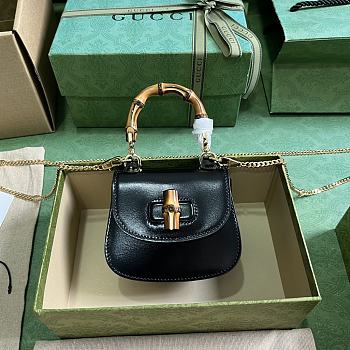 Fortok Gucci Bamboo 1947 Super Mini Bag Black 760246 18.5x12x5.5cm