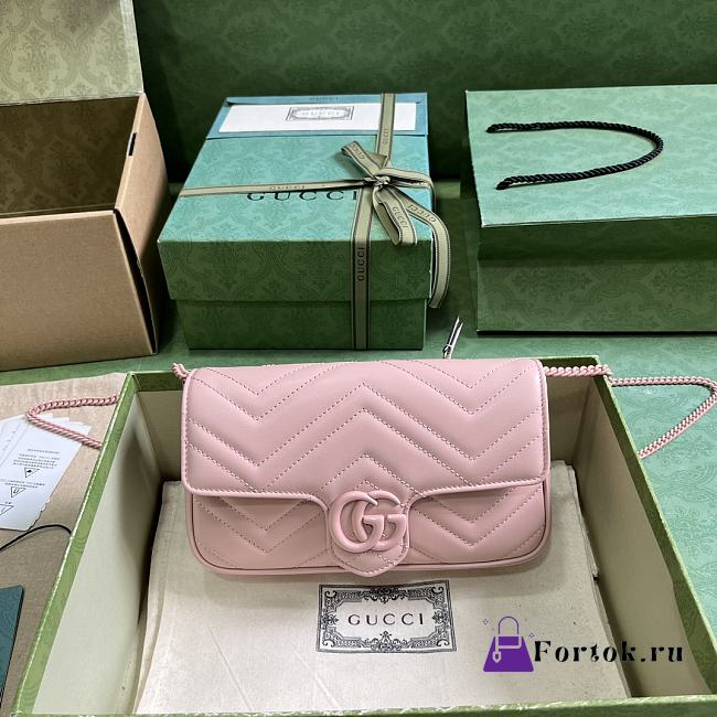 Fortok Gucci Marmont Bag in Light Pink 751526 21x12x5cm - 1
