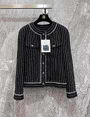 Fortok Chanel Striped Tweed Jacket Black - 1