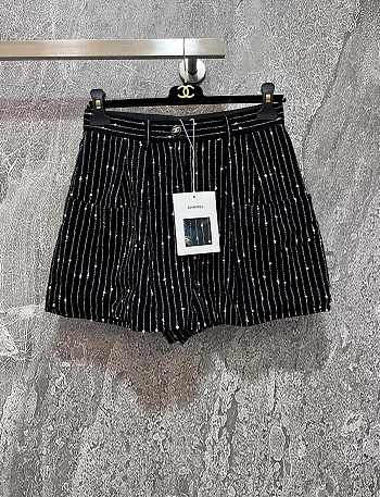 Fortok Chanel Striped Tweed Shorts Black