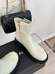 Fortok Chanel Double C Side Zipper Boots White - 2