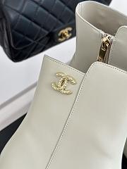 Fortok Chanel Double C Side Zipper Boots White - 5