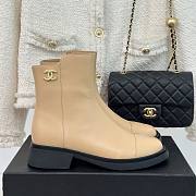 Fortok Chanel Double C Side Zipper Boots Beige - 1