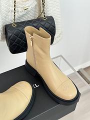 Fortok Chanel Double C Side Zipper Boots Beige - 4