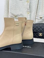 Fortok Chanel Double C Side Zipper Boots Beige - 5