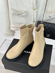 Fortok Chanel Double C Side Zipper Boots Beige - 2