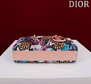Fortok Dior Lady D-Joy Embroidered Pink Flower Beads Bag 22x12x6cm - 5