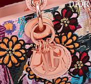 Fortok Dior Lady D-Joy Embroidered Pink Flower Beads Bag 22x12x6cm - 2