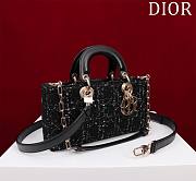 Fortok Dior Lady D-Joy Black Cannage Tweed Bag 26x13.5x5cm - 6