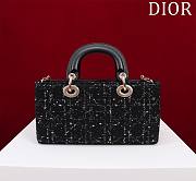 Fortok Dior Lady D-Joy Black Cannage Tweed Bag 26x13.5x5cm - 4