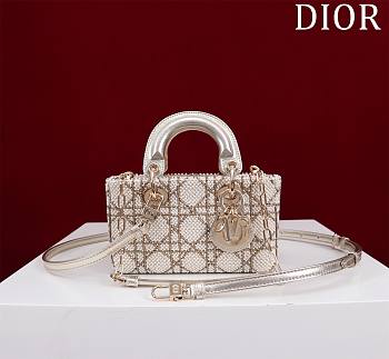 Fortok Dior Lady D-joy Micro White Pearl Bag 16.5x6x10cm