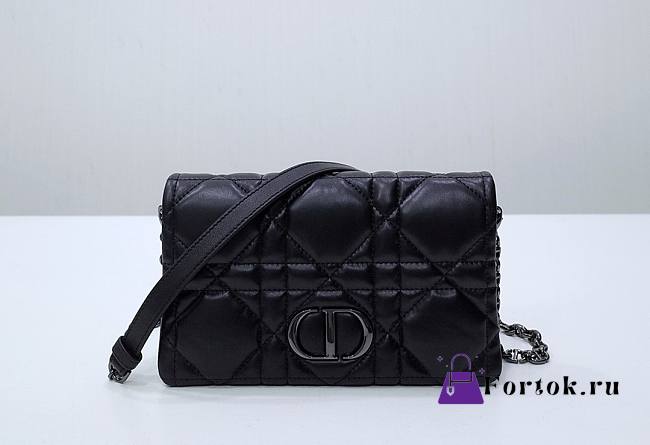 Fortok Dior Caro Macrocannage Mini Bag Black 19.5x11x6.5cm - 1