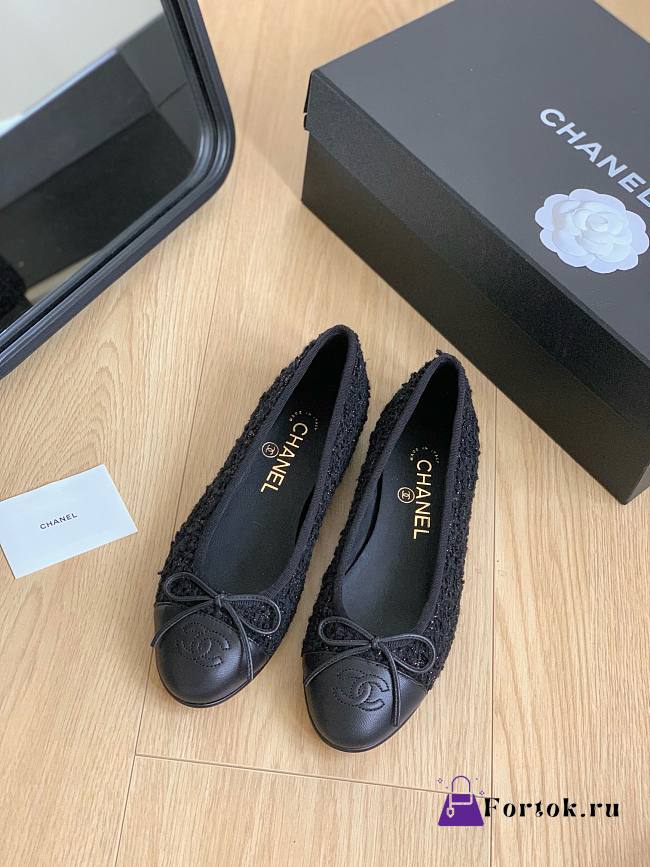 FortoK Chanel Tweed Ballet Flats Black - 1