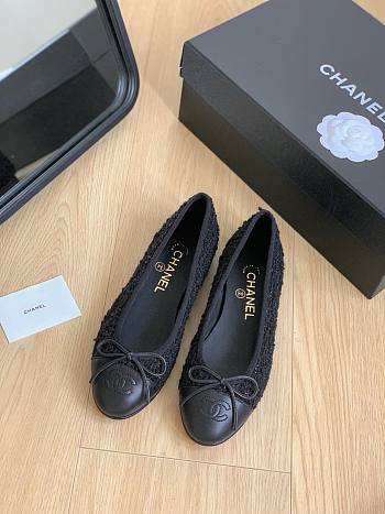 FortoK Chanel Tweed Ballet Flats Black