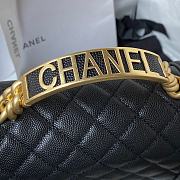 Fortok Chanel Leboy Foldable Bag With Handle Grained Leather Bag Black 20cm - 5