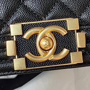 Fortok Chanel Leboy Foldable Bag With Handle Grained Leather Bag Black 20cm - 3