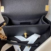 Fortok Chanel Leboy Foldable Bag With Handle Grained Leather Bag Black 20cm - 2