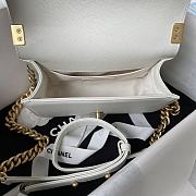 Fortok Chanel Leboy Foldable Bag With Handle Grained Leather Bag White 20cm - 4