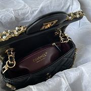 Fortok Chanel Lambskin Quilted Pearl Edge Mini Rectangular Flap Bag Black 19x12x7.5cm - 4