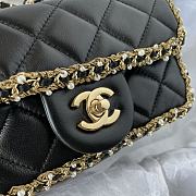Fortok Chanel Lambskin Quilted Pearl Edge Mini Rectangular Flap Bag Black 19x12x7.5cm - 3