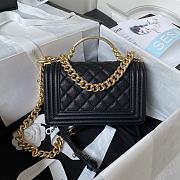 Fortok Chanel Lambskin Quilted Pearl Edge Mini Rectangular Flap Bag Black 19x12x7.5cm - 2