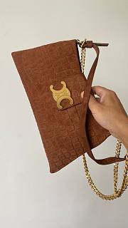 Fortok Celine Wiltern Bag In Crocodile Embossed Suede Cafkskin Brown 31x15x2cm - 3