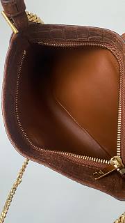 Fortok Celine Wiltern Bag In Crocodile Embossed Suede Cafkskin Brown 31x15x2cm - 4