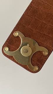 Fortok Celine Wiltern Bag In Crocodile Embossed Suede Cafkskin Brown 31x15x2cm - 5