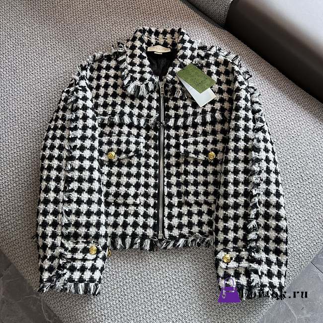 Fortok Gucci Black&White Plaid Tweed Jacket  - 1