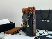 Fortok Chanel Shearling Aged Lambskin & Gold-Tone Metal Brown&Black Bag 30x30x8cm - 5