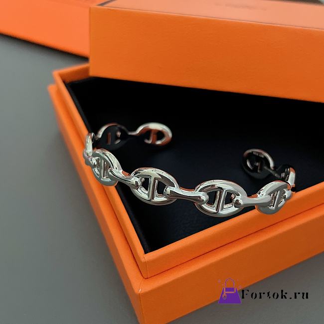 Fortok Hermes Chain D'Ancre Echainee Silver Bracelet - 1