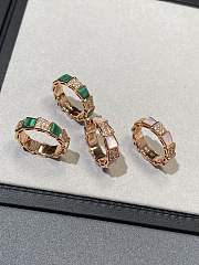 Fortok Bvlgari Rose Gold, Serpenti Malachite and Pavé Diamond Ring - 1