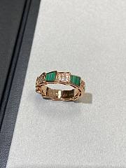Fortok Bvlgari Rose Gold, Serpenti Malachite and Pavé Diamond Ring - 6