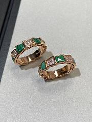 Fortok Bvlgari Rose Gold, Serpenti Malachite and Pavé Diamond Ring - 4