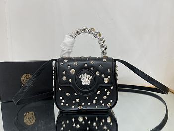 Fortok Versace Black Mini La Medusa Spiked Top Handle Bag 16x6x12cm