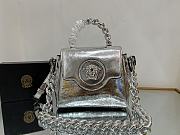 Fortok Versace La Medusa Top Handle Bag in Silver Metalic Leather 20x10x17cm - 1