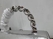 Fortok Versace La Medusa Top Handle Bag in Silver Metalic Leather 20x10x17cm - 5