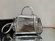Fortok Versace La Medusa Top Handle Bag in Silver Metalic Leather 20x10x17cm - 3