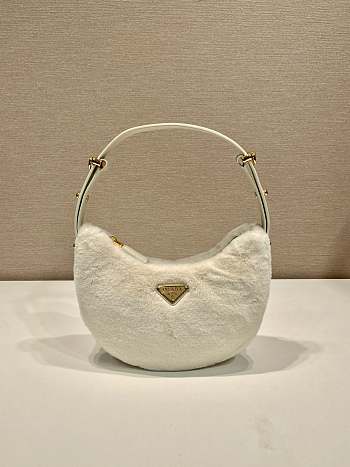 Fortok Prada Moon Shearling Bag in White 22.5x18.5x6.5cm