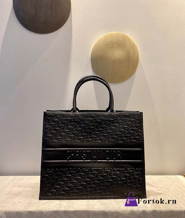 Fortok Dior Book Tote Black Dior Oblique Embossed Calfskin 41.5x34.5x16cm - 1