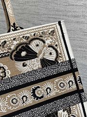 Fortok Dior Beige Butterfly Bandana Emroidery Tote Bag 36x18x28cm - 6