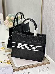 Fortok Dior Black Perforated Embossed Oblique Calfskin Tote Bag 36x28cm - 3