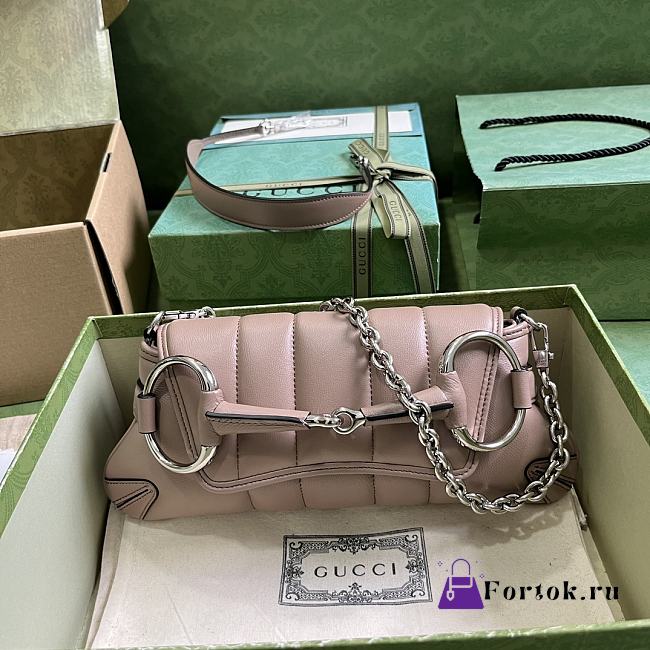 Fortok Gucci Horsebit Chain Small Shoulder Bag Taupe 38x15x16cm - 1